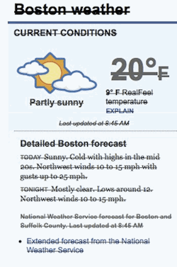 The image shown here — a weather forecast by Boston.com ...