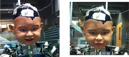 Diego-San’s Expressions.Diego-San, the robot used to interact with adults smiling (left) and not smiling (right).